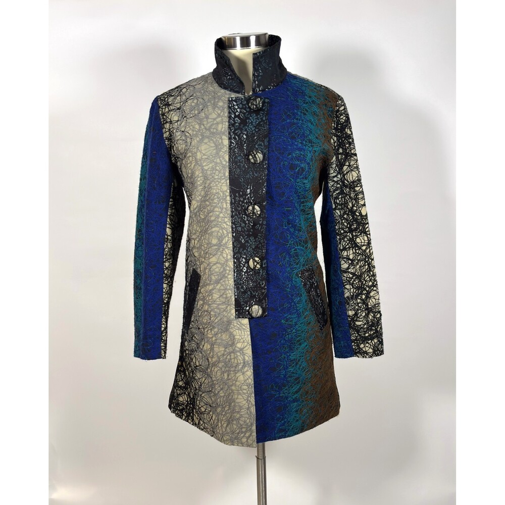 Lindi Silk  Jacket Art to Wear Patchwork Tapestry Longline - Small